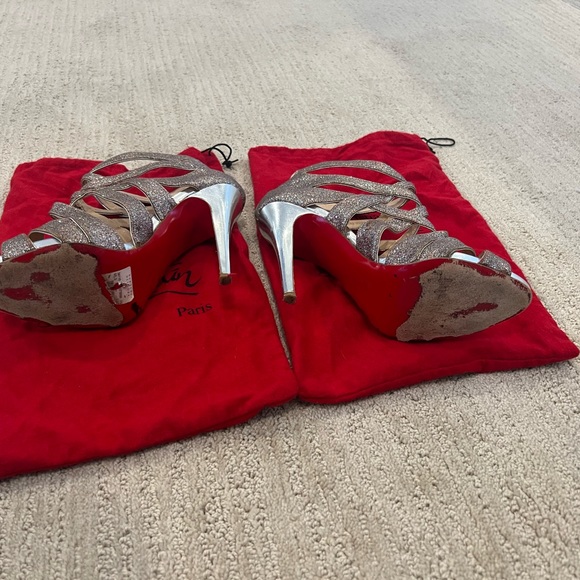 Christian Louboutin Balota Glitter Strappy Sandals size 39 1/2 %100 authentic - Picture 2 of 4